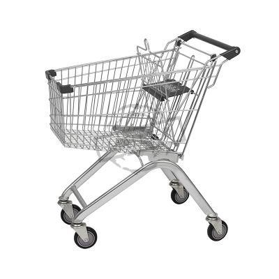 Customized Supermarket 80L Grocery Trolley with 4 Wheels