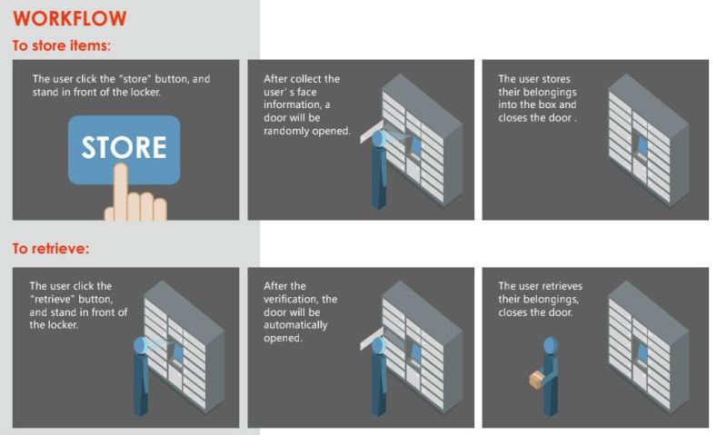 CE, ISO Cold Rolled Steel DC Face Recognition Smart Locker