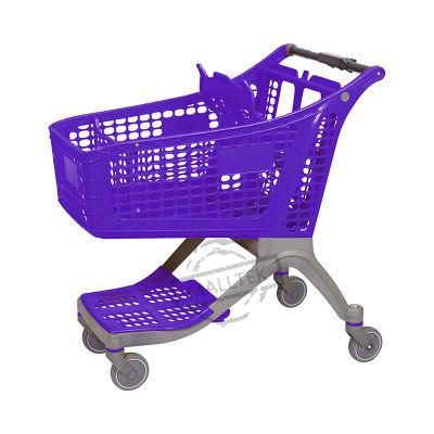 Fashion Plastic Retail Grocery Hand Push Shopping Trolley with Seat