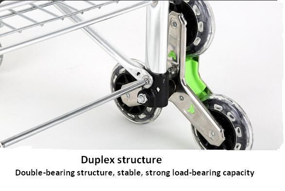 China New Arrival Aluminum Folding Shopping Basket Trolley with Stair Climbing Wheels