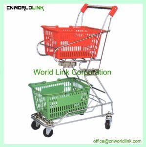 50L Shopping Trolley Two Layers Basket Supermarket Trolley