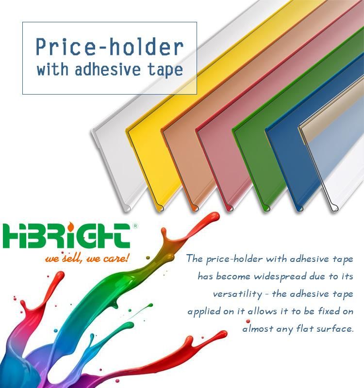 Clear PVC H43mm Adhesive Supermarket Plastic Price Shelf Talker