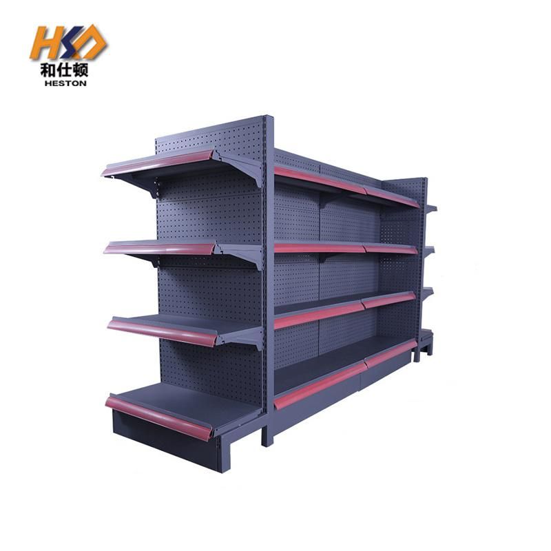 Black Gondola Shelf Metal Store Retail Shop Grocery Shelf Warehouse Stacking Racking