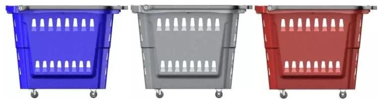 42L Shopping Plastic Hand Rolling Basket with 4 Wheels