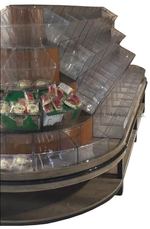 Supermarket Shelf Solid Wood Candy Display Stand with Acrylic Boxes