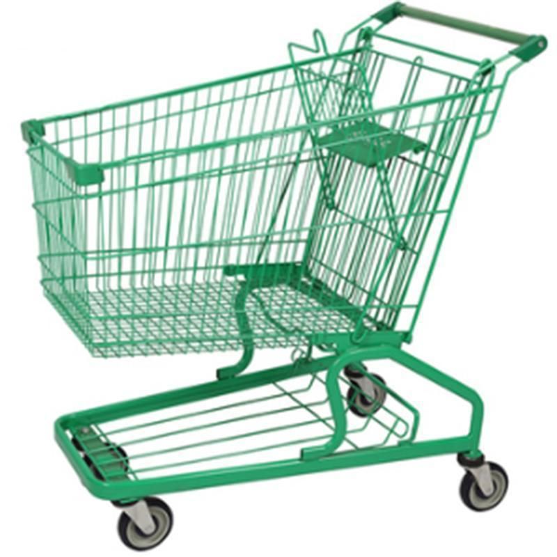 4 Wheel Supermarket Cargo Hand Trolley Heavy Duty Steel Trolley