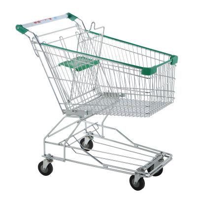 100liter Asian Shopping Trolley with PU Wheels for Sale