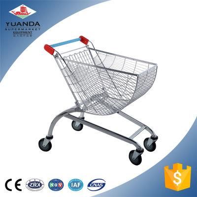 80L Round Basket Trolley Supermarket Shopping Cart