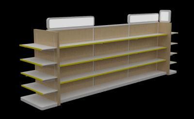 Supermarket Metal Shelf with Advertising Panel