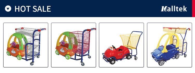 Plastic Supermarket Kids Shopping Trolley Cart with Flag