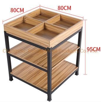 Supermarket Steel-Wood Shelf Convenience Store Beverage Promotional Display Stand