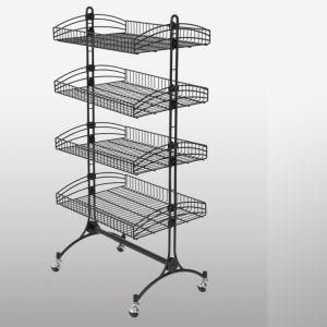 Movable Multi-Layer Wire Mesh Commodity Display Rack.