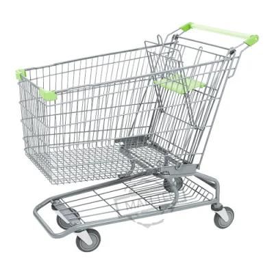 Wholesale Metal Supermarket Trolley with PU Wheels
