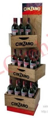 Wooden Pop Display Stand for Wine with Cabinet Shelves
