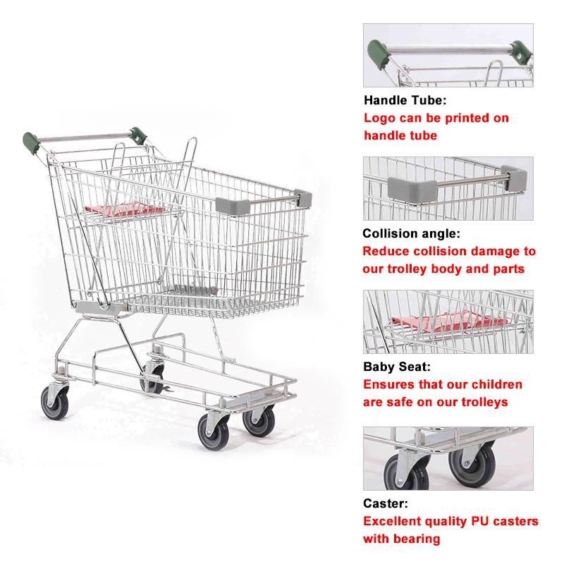 Australia Supermarket Shopping Cart Metal Custom Trolley with Wheels