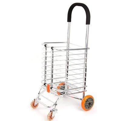 Fatcory Wholesale Aluminum Foldable Shopping Cart Light Portable Trolley with Swivel Wheels