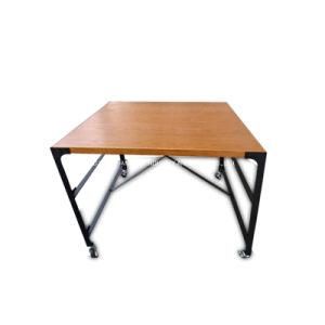 PY41-Modern Design Customized Movable Foldable Metal Frame Melamine Wood Retail Display table Supermarket Shelf