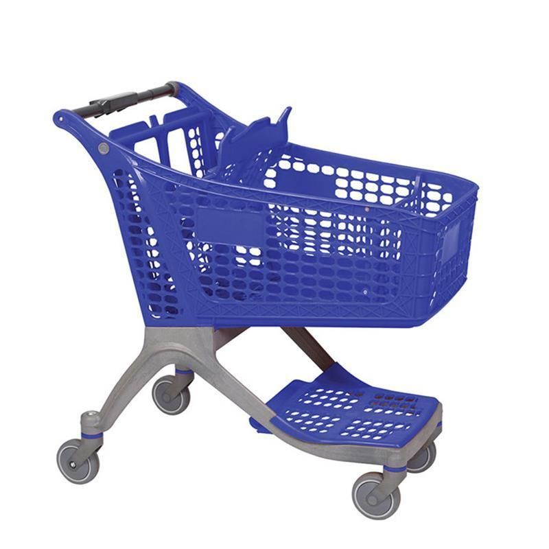 Supermarket Heavy Duty Plastic Folding Shopping Cart Shopping Trolley for Supermarket