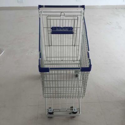 210L Asian Metal Shopping Cart 2 Layer Trolley with 4 Wheels