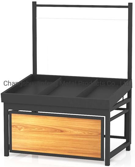 Supermarket Display Rack Vegetable and Fruit Display Stand with Wood