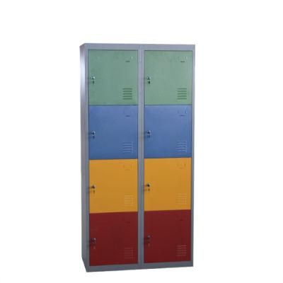 Gdlt Steel Kids Clothes Storage Cupboard Colorful Metal Locker 8 Door Storage Cabinet