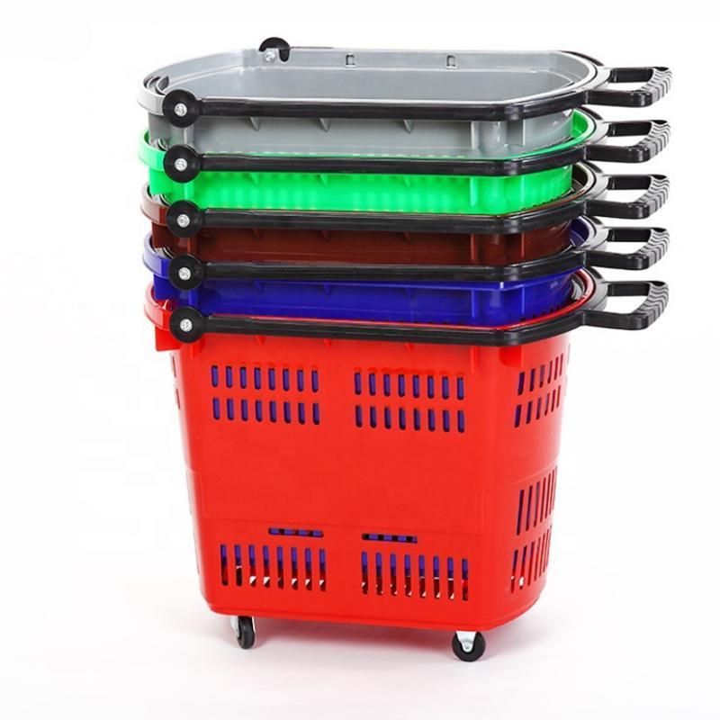 High Quality Supermarket Plastic Shopping Basket Trolley