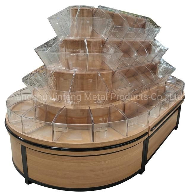 Supermarket Equipment Bulk Food Bin Wooden Display Rack for Candy