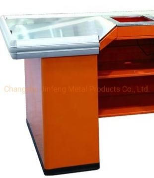 Supermarket Cashier Store Metal Checkout Counter with Motor