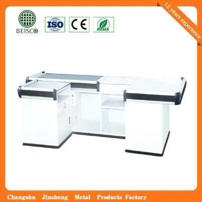 Supermarket Retail Stainless Cash Counter with Conveyor Belt