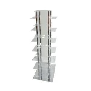 PY023-Wholesale Iron Square Disk Revolving Acrylic Shoe Display Rack