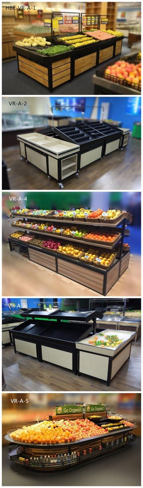 Supermarket Wooden Fruit and Vegetable Display Rack