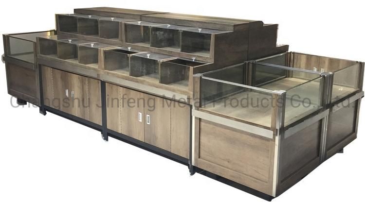 Supermarket Wooden Shelves Wooden Retail Store Display Shelving System