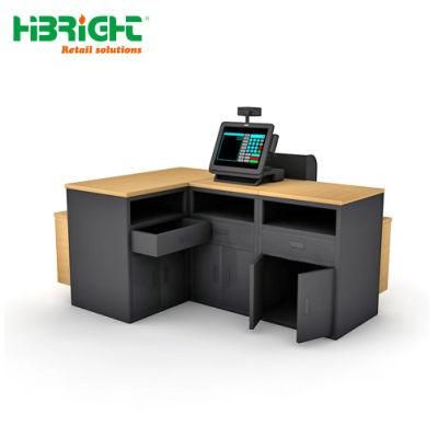 Latest Design Convenience Store Wooden Metal Cashier Table for Grocery