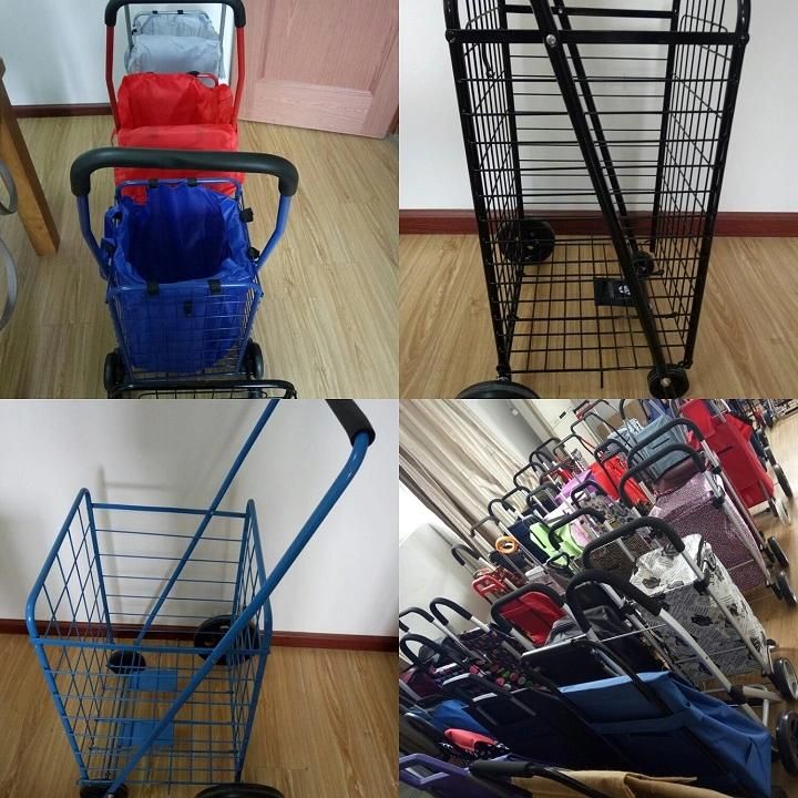 Xjyd11 Folding Shopping Cart with 4 Wheels, Steel Tube with Paint Coating: