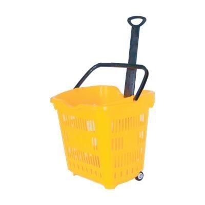 Two Wheeled Large Colorful Plastic Shopping Trolley for Store