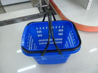 Rolling Supermarket Shopping Plastic Hand Basket Cart