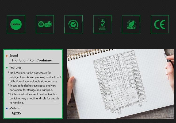 Steel Folding Warehouse Roll Container for Storage