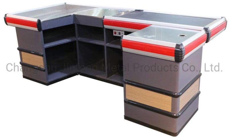 Cash Counter Electric Checkout Counter with Motor and Conveyor Belt
