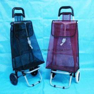 Foldable Shopping Trolley with Net Mesh Fabric for Supermarket Vegetables