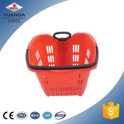 Cheap Shopping Baskets with Wheels Plastic Shopping Trolley with Handles