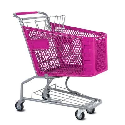 Nice Selling Customized Color Half Plastic Supermarket Shopping Trolley Cart