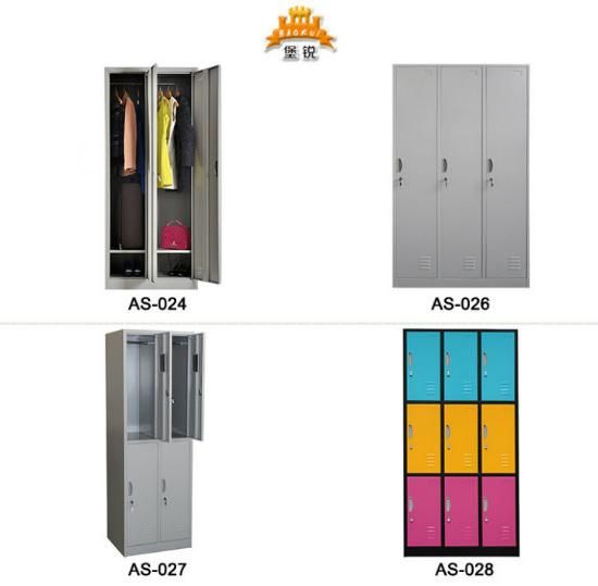 3 Door Cabinet Grey Color Clothes Wardrobe Metal Locker