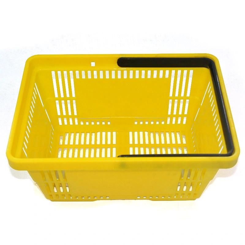 Wholesale Supermarket Basket Large Double Handle Plastic Hand Shopping Basket