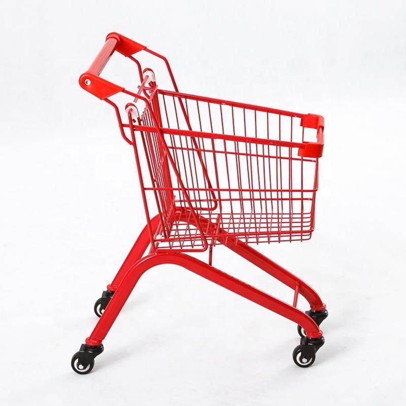 Supermarket Rolling Shopping Metal Basket Wheels Trolley