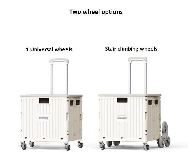 China New Arrival Plastic Folding Shopping Trolley Cart Stair Climbing Wagon with Seat
