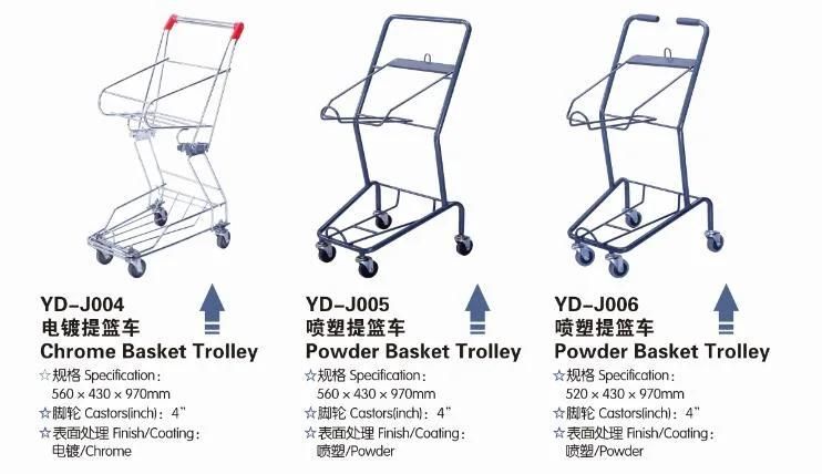 Wholesale Supermarket Shopping Trolley Cart with Plastic Basket