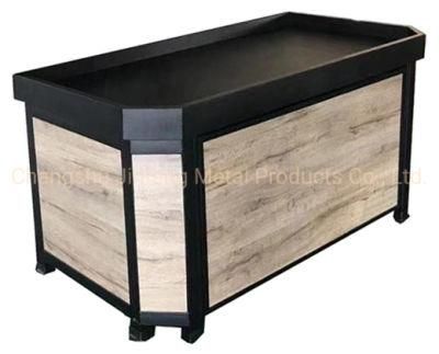 Supermarket Shelf Wooden and Metal Display Stand for Vegetable and Fruit