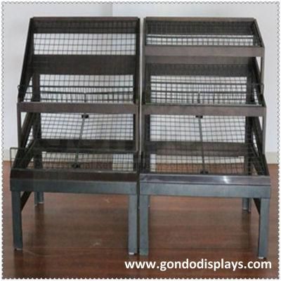 Best Sale Single Sided 3 Tiers Advertising Equipment Supermarket Metal Fruit and Vegetable Vegetables Display Stand