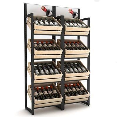 Factory Price Fruit Shelf Metal and Wooden Vegetable Rack