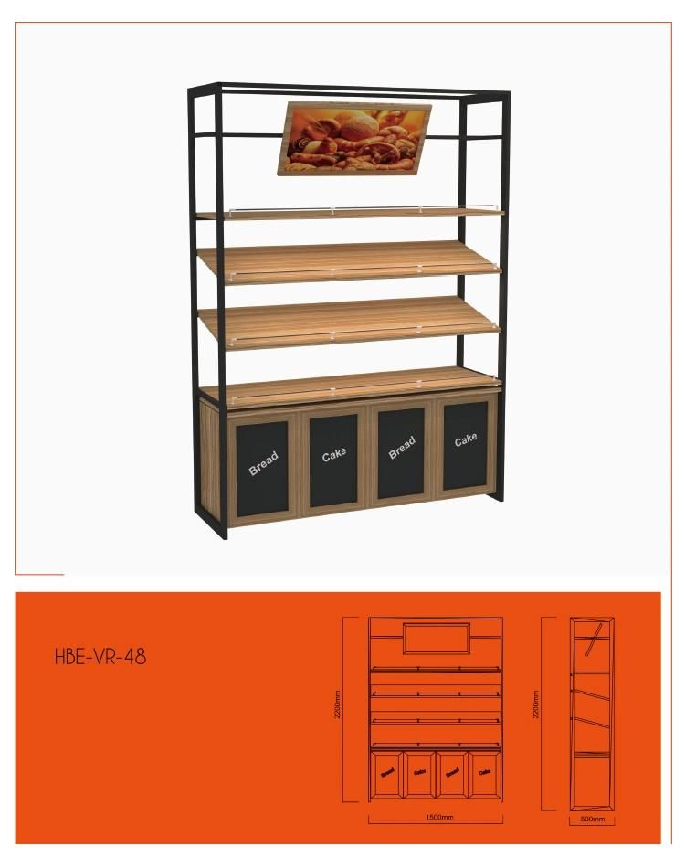 Bread Display Showcase Bakery Store Fixture Bread Display Rack Popular Wooden Bread Display Shelf